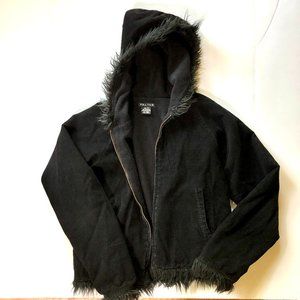 Hooded Full Tilt Black Jacket with Fur